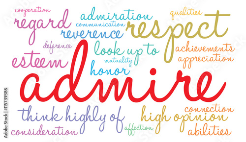 Admire word cloud on a white background. 