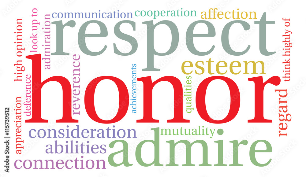 Honor word cloud on a white background. 