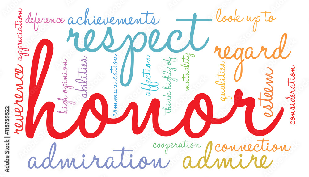 Fototapeta premium Honor word cloud on a white background. 