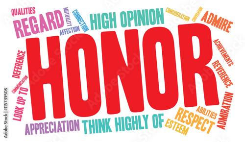 Honor word cloud on a white background. 