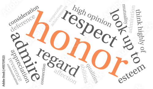 Honor word cloud on a white background. 