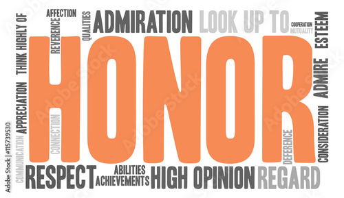 Honor word cloud on a white background. 