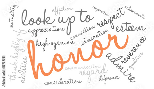 Honor word cloud on a white background. 
