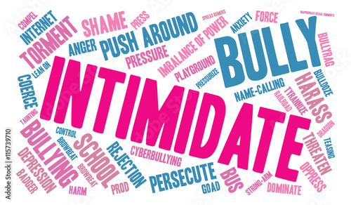 Intimidate word cloud on a white background. 