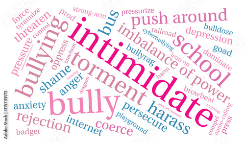 Intimidate word cloud on a white background. 