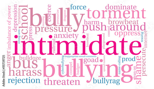 Intimidate word cloud on a white background. 