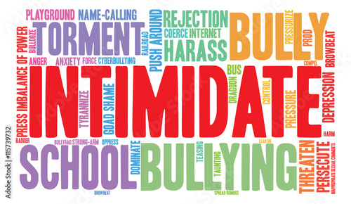 Intimidate word cloud on a white background. 