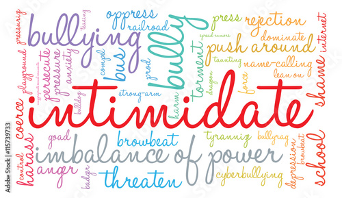 Intimidate word cloud on a white background. 