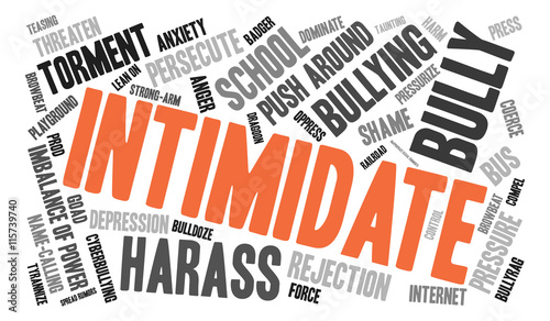 Intimidate word cloud on a white background. 