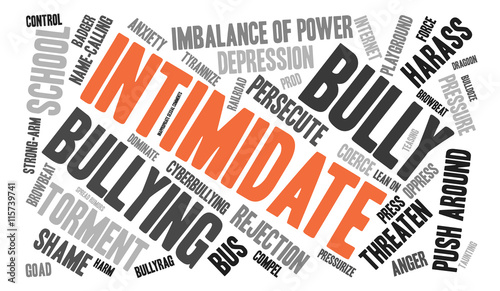 Intimidate word cloud on a white background. 