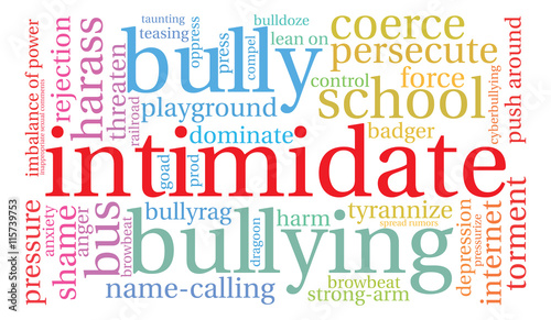 Intimidate word cloud on a white background.
