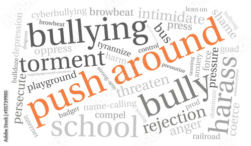 Push Around word cloud on a white background. 