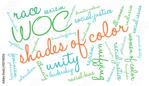Shades Of Color word cloud on a white background. 