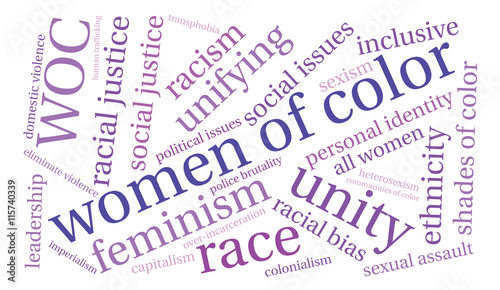 Women Of Color word cloud on a white background. 