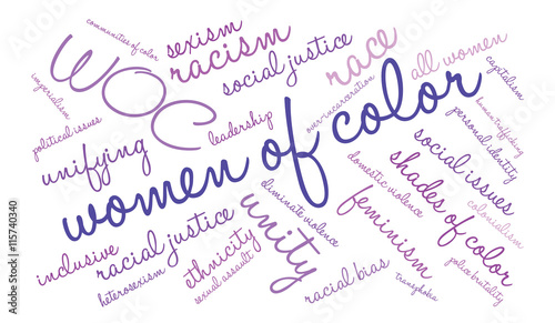 Women Of Color word cloud on a white background. 