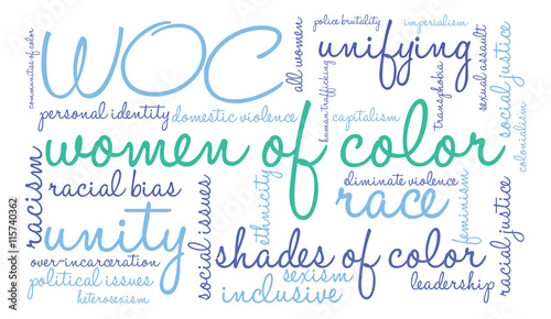 Women Of Color word cloud on a white background. 