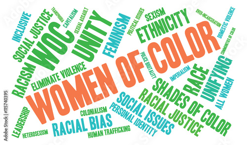 Women Of Color word cloud on a white background. 