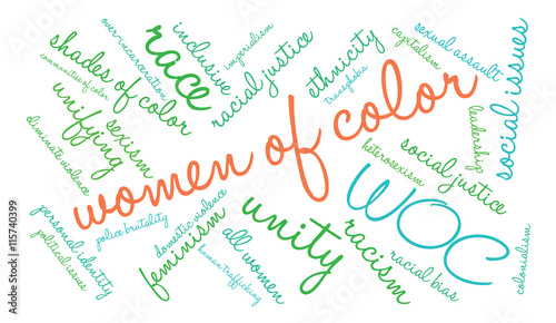 Women Of Color word cloud on a white background. 