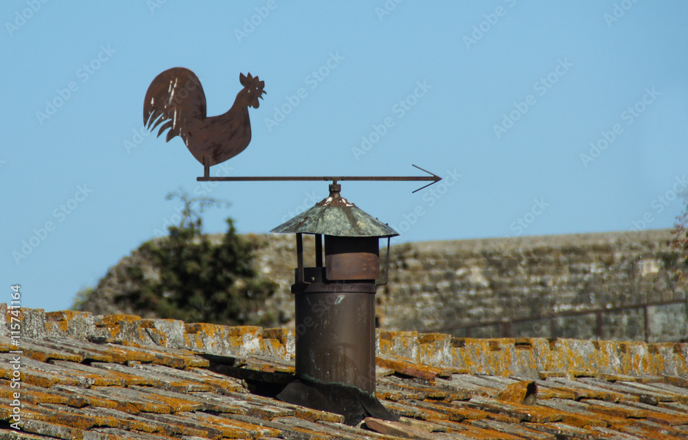 Wetterhahn am Kamin