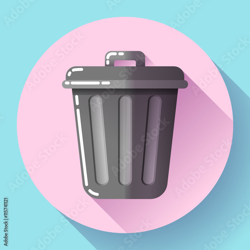 Trash can icon Recycle Bin Garbage Flat Vector Illustration