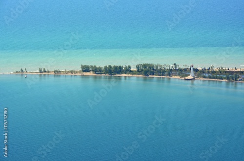 aerial view of the tip  of the Long Point Peninsula on the north shore of Lake Erie   Elgin County, Ontario, Canada © skyf