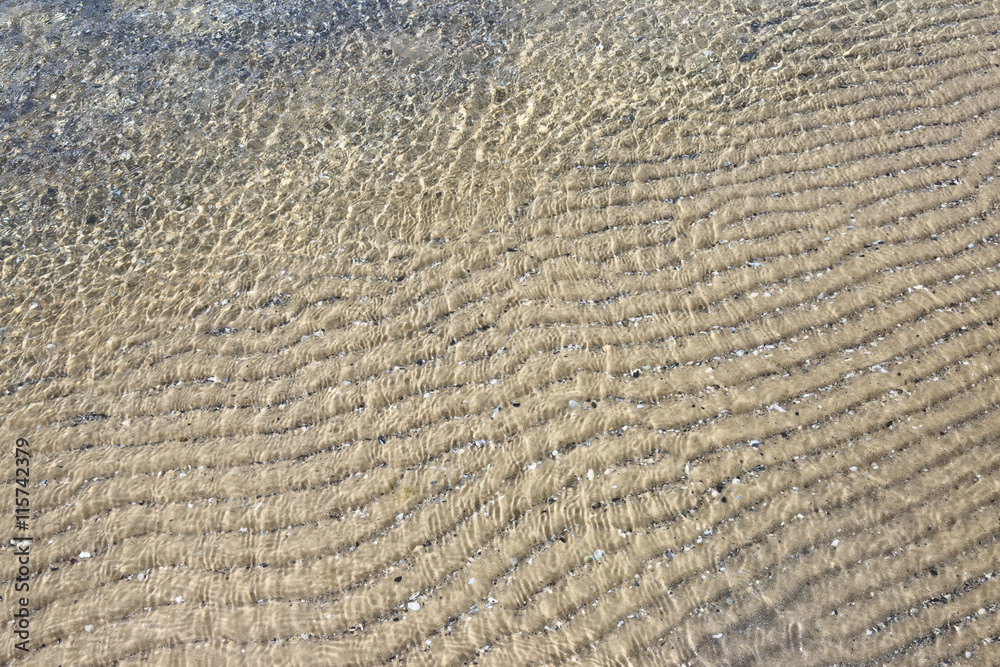 Calm sea surface. Shallow water under the bright day sun. Calm sea surface. Shallow water under the bright day sun.