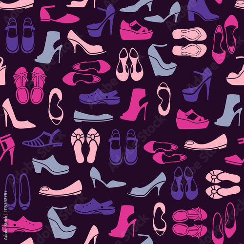 pattern with multicolor different kinds of shoes