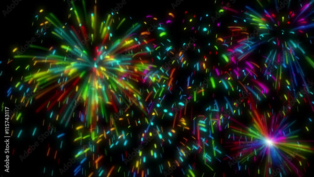 High-definition abstract fireworks video 3d render, HD 1080p
