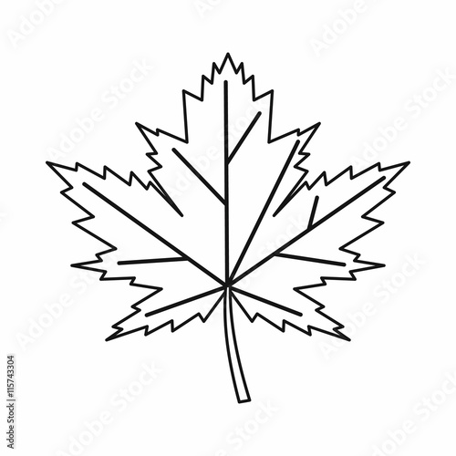 Maple leaf icon in outline style isolated vector illustration