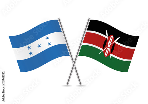 Honduran and Kenyan flags. Vector illustration. Free Download Honduran and Kenyan flags. Vector illustration. - GFXLoad