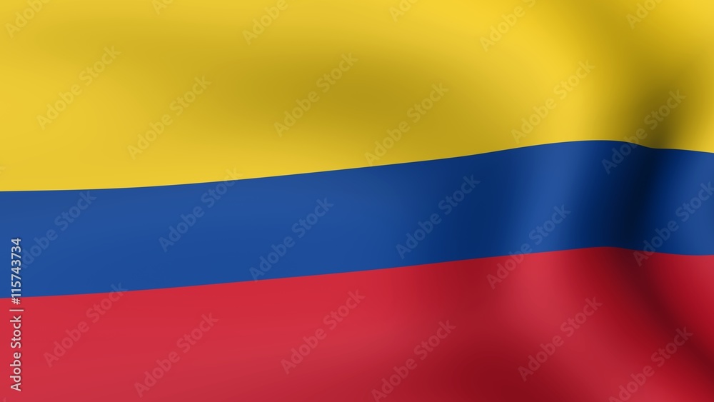 Fototapeta premium Flag of Colombia, fluttering in the wind. 3D rendering.