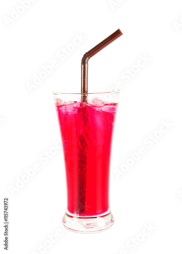 Ice red sweet drink with lime and soda