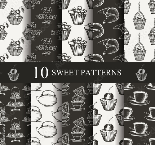 cake seamless patterns set