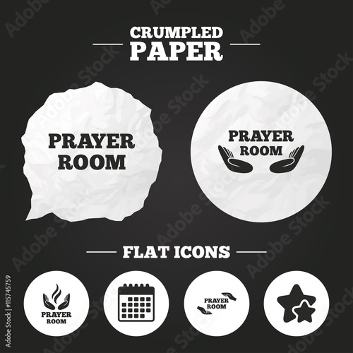Prayer room icons. Religion priest symbols.