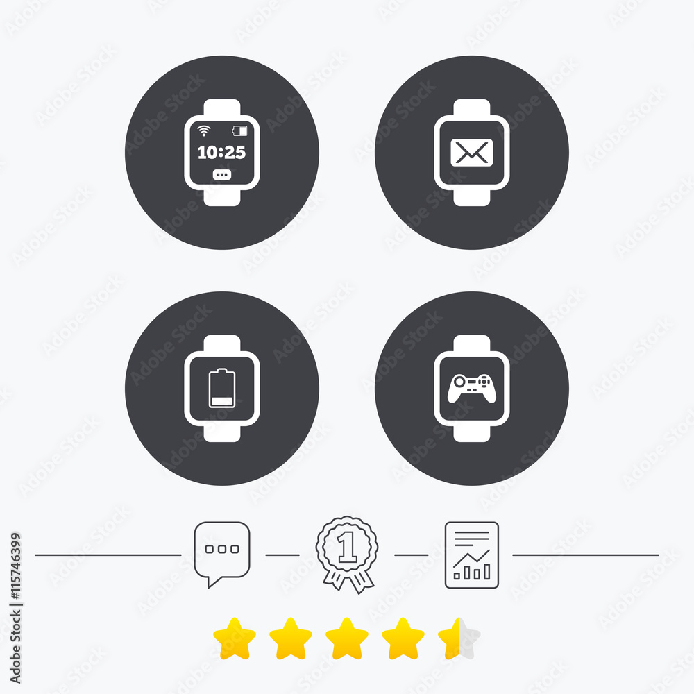 Smart watch icons. Wrist digital time clock. Smart watch icons. Wrist digital time clock.