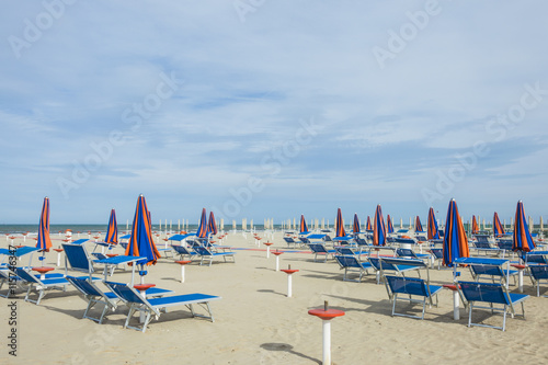 No people beach panorama full of deckchairs © alan_p