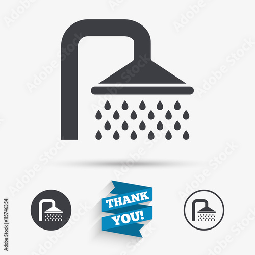 Shower sign icon. Douche with water drops symbol