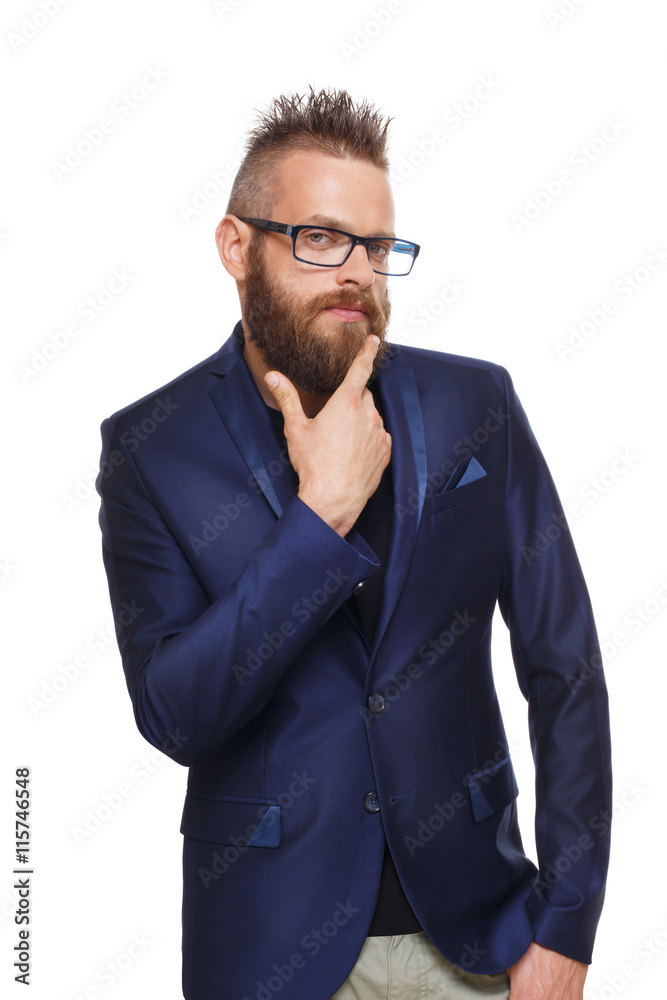 Young bearded man portrait isolated at white Young bearded man portrait isolated at white