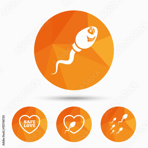 Sperm icons. Fertilization or insemination signs