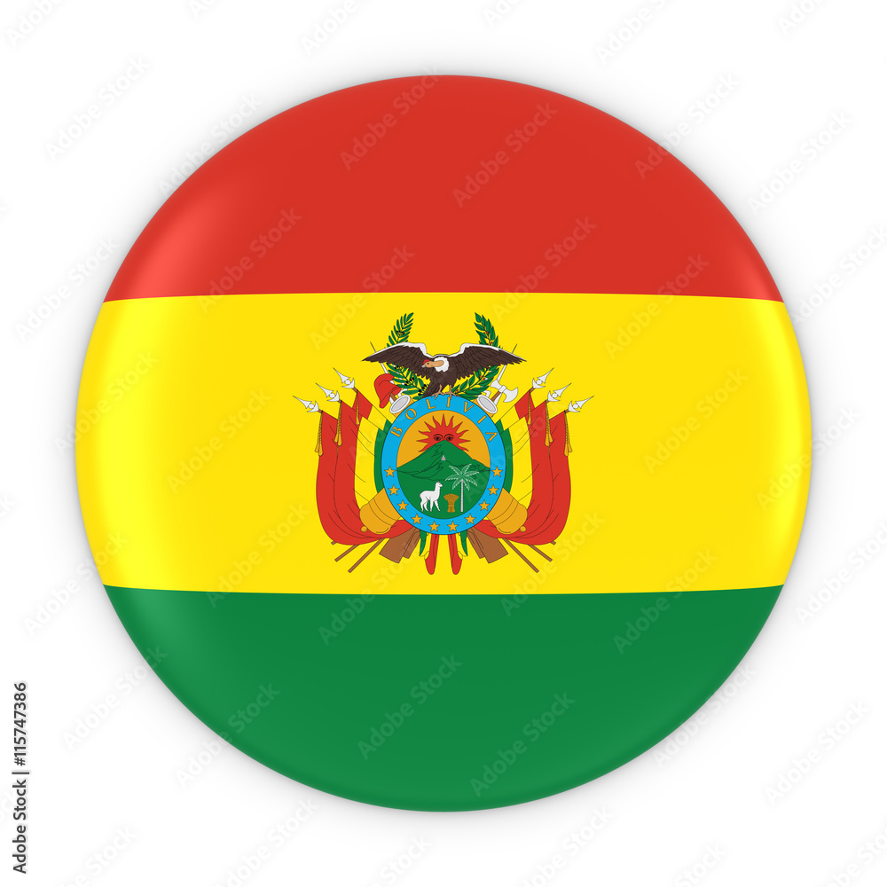 Bolivian Flag Button - Flag of Bolivia Badge 3D Illustration Bolivian Flag Button - Flag of Bolivia Badge 3D Illustration