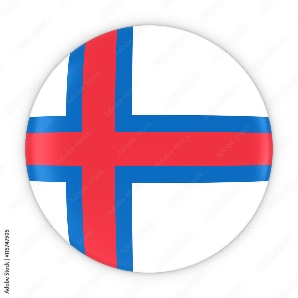 Obraz premium Faroese Flag Button - Flag of Faroe Islands Badge 3D Illustration
