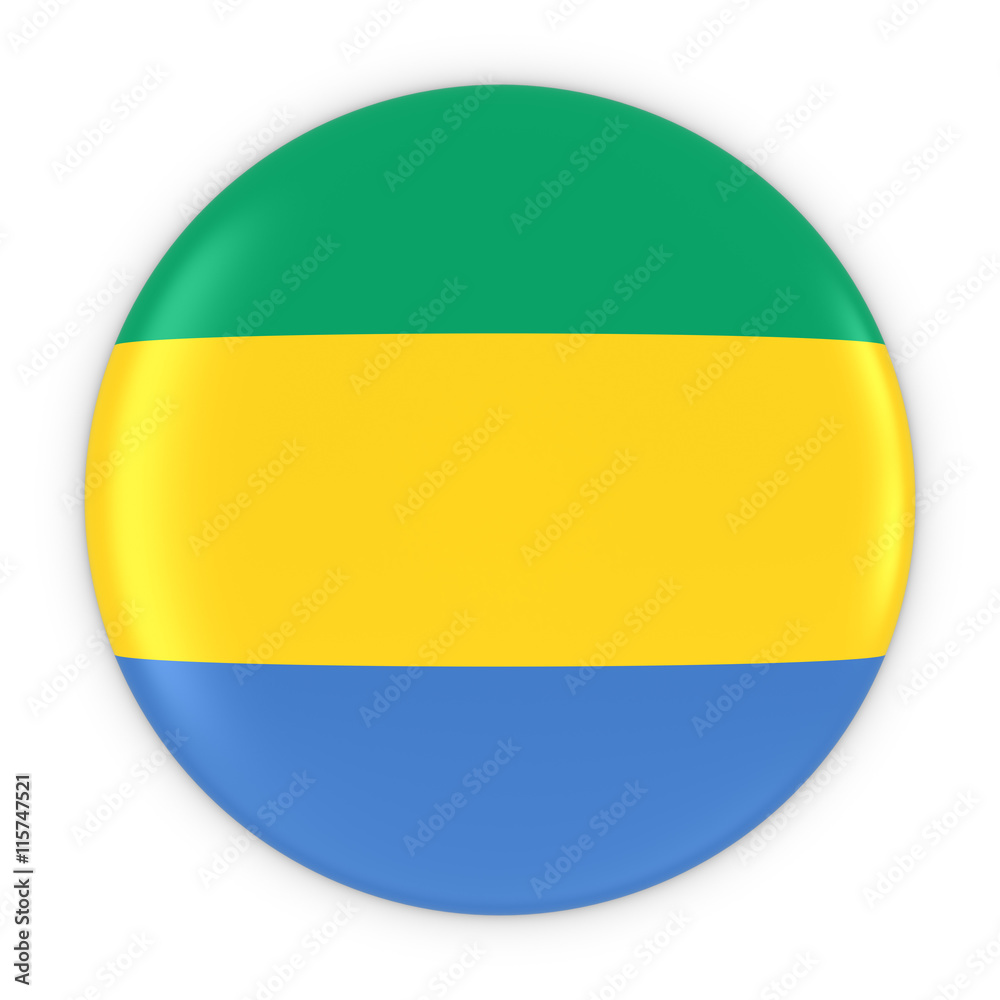 Gabonese Flag Button - Flag of Gabon Badge 3D Illustration Gabonese Flag Button - Flag of Gabon Badge 3D Illustration