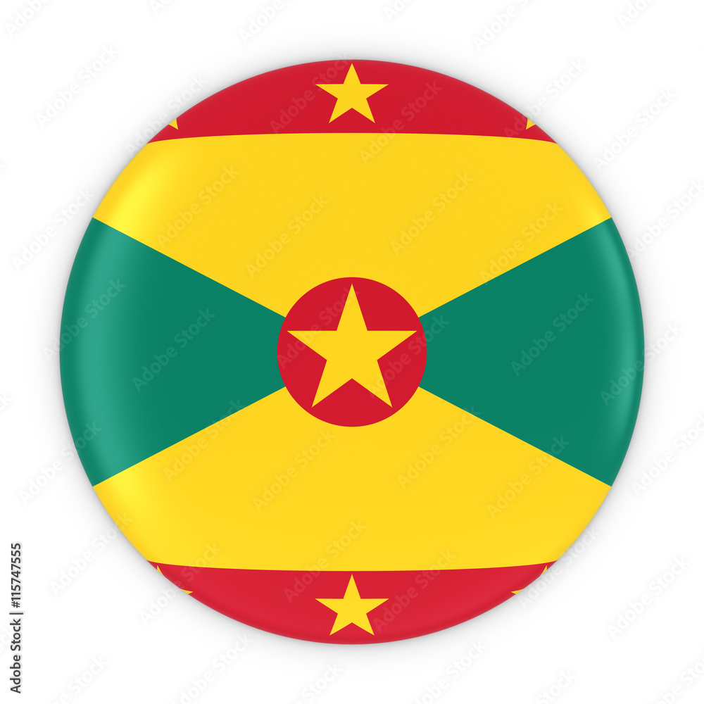 Grenadian Flag Button - Flag of Grenada Badge 3D Illustration Grenadian Flag Button - Flag of Grenada Badge 3D Illustration