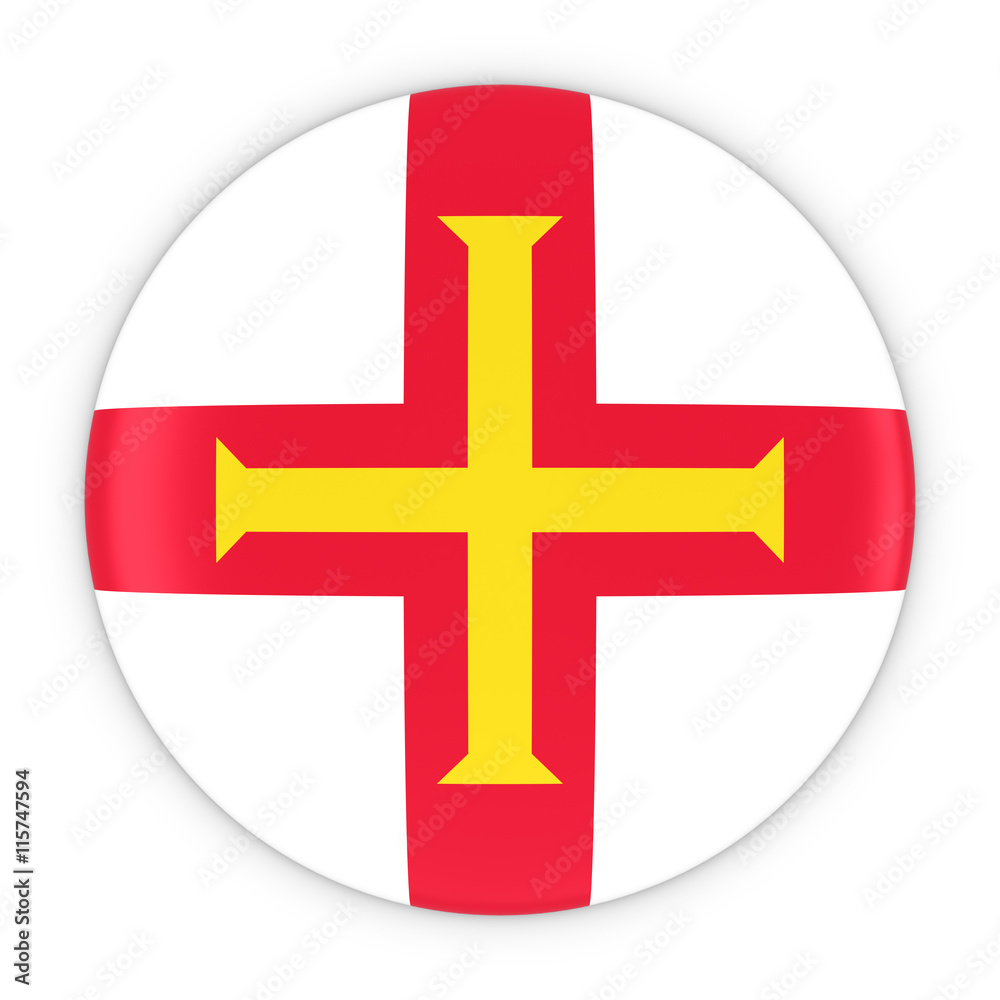 Channel Islands Flag Button - Flag of Guernsey Badge 3D Illustration Channel Islands Flag Button - Flag of Guernsey Badge 3D Illustration