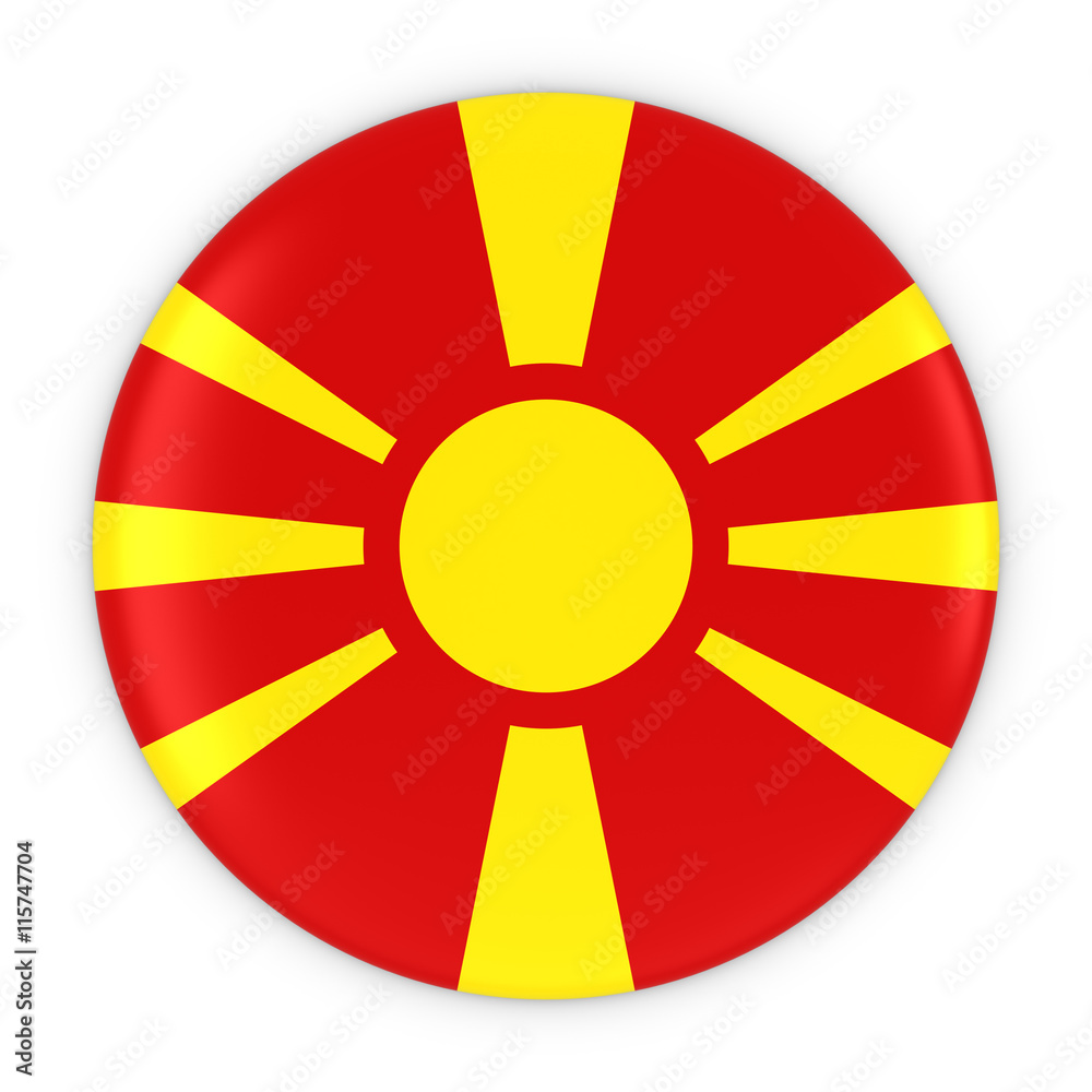 Macedonian Flag Button - Flag of Macedonia Badge 3D Illustration Macedonian Flag Button - Flag of Macedonia Badge 3D Illustration