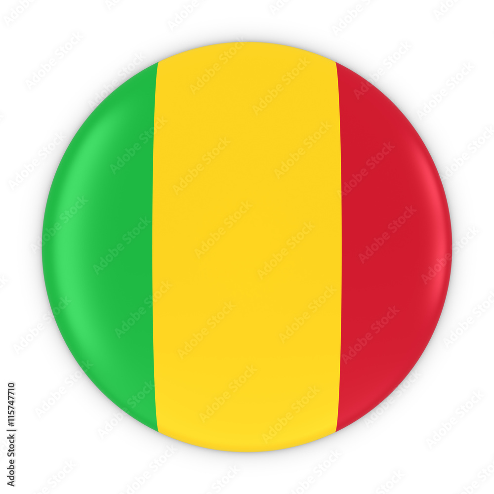 Malian Flag Button - Flag of Mali Badge 3D Illustration Malian Flag Button - Flag of Mali Badge 3D Illustration