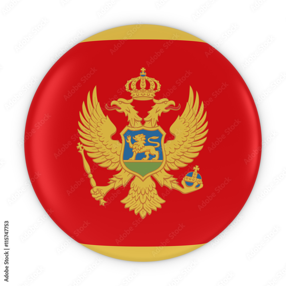 Montenegrin Flag Button - Flag of Montenegro Badge 3D Illustration Montenegrin Flag Button - Flag of Montenegro Badge 3D Illustration