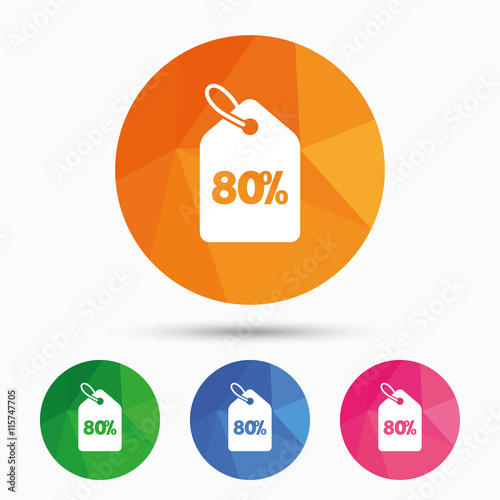 80 percent sale price tag sign icon.