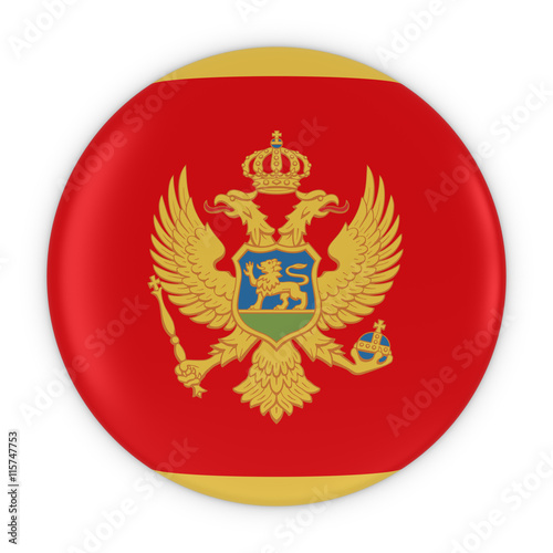 Montenegrin Flag Button - Flag of Montenegro Badge 3D Illustration