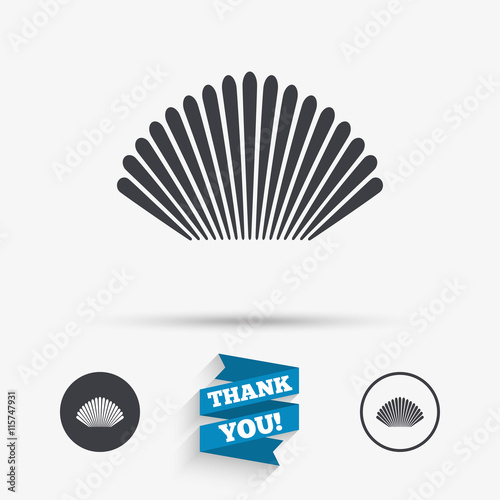 Sea shell sign icon. Conch symbol. Travel icon.